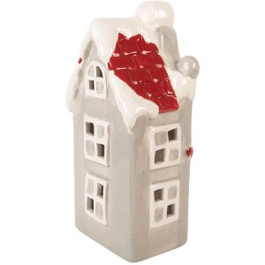 Clayre & Eef LED domeček 11x9x22 cm šedobílý