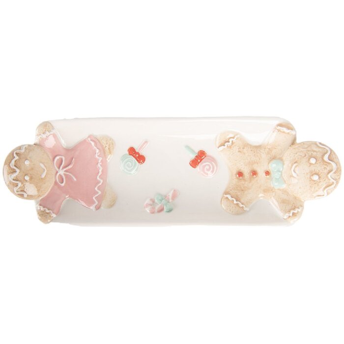 Clayre & Eef Mísa 31x10x5 cm bílá/hnědá keramika