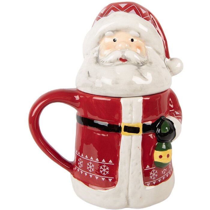 Clayre & Eef Hrnček 450 ml červeno-bílý 15x10x19 cm