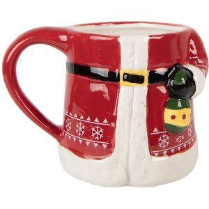 Clayre & Eef Hrnček 450 ml červeno-bílý 15x10x19 cm