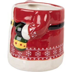 Clayre & Eef Hrnček 450 ml červeno-bílý 15x10x19 cm