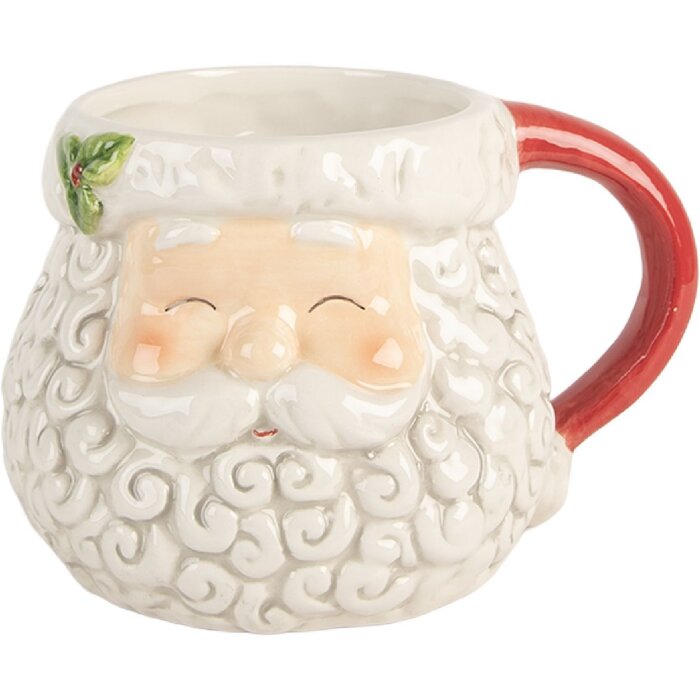 Clayre & Eef Hrneček 550 ml, 16x11x10 cm, bílo-červený