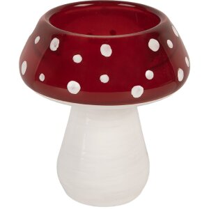 Clayre & Eef Svícen Houba 7x7 cm bílo-červený