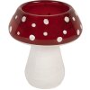 Clayre & Eef Svícen Houba 7x7 cm bílo-červený