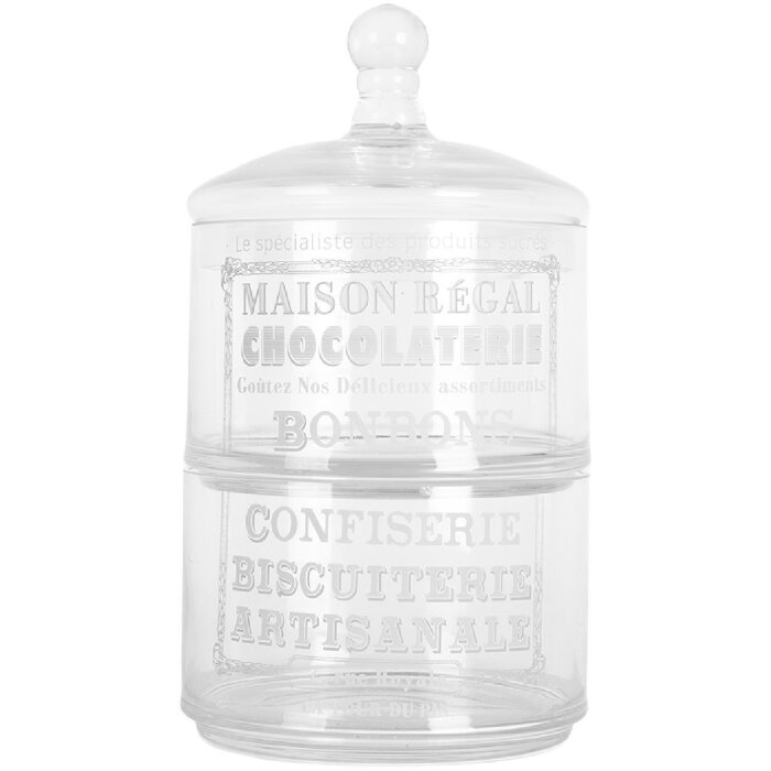 Clayre & Eef Skleněná nádoba na uchovávání s víkem Ø 17x30 cm