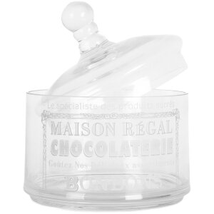 Clayre & Eef Skleněná nádoba na uchovávání s víkem Ø 17x30 cm