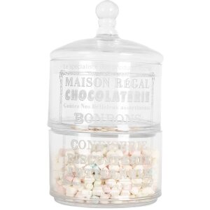 Clayre & Eef Skleněná nádoba na uchovávání s víkem Ø 17x30 cm