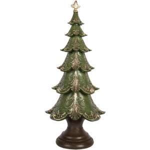 Clayre & Eef 6PR5403 Vánoční stromek Ø 18x41 cm zelený a hnědý