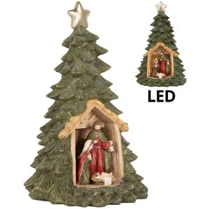 Clayre & Eef Dekorativní vánoční stromek s LED 15x24 cm