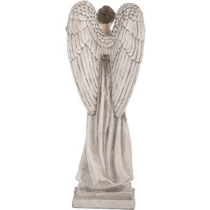 Clayre & Eef 6PR5634 Dekorace Anděl 9x8x23 cm Bílá Šedá