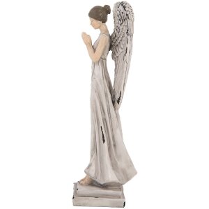 Clayre & Eef 6PR5634 Dekorace Anděl 9x8x23 cm Bílá Šedá