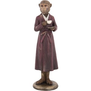 Clayre & Eef Dekorace opice 9x8x28 cm hnědá, červená