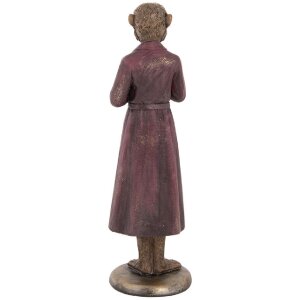 Clayre & Eef Dekorace opice 9x8x28 cm hnědá, červená