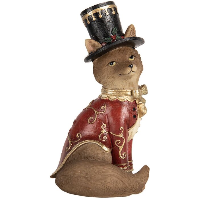 Clayre & Eef Dekorační liška 9x8x17 cm hnědočervená