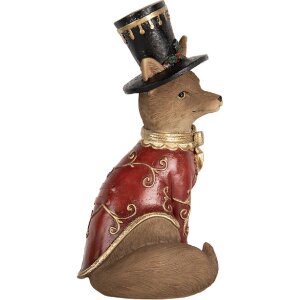 Clayre & Eef Dekorační liška 9x8x17 cm hnědočervená