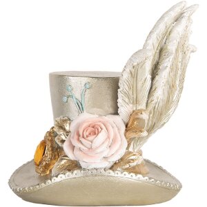 Clayre & Eef Dekorační klobouk stříbrný 13x11x13 cm