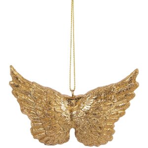 Clayre & Eef 6PR5640 Dekorativní závěsný přívěsek Křídla 10x2x7 cm Zlatá