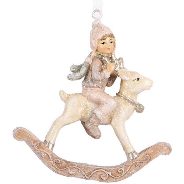 Clayre & Eef Dekorační závěs Dítě 8x3x9 cm béžová růžová