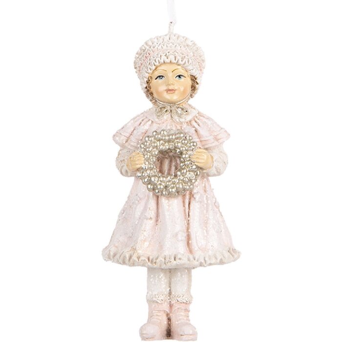 Clayre & Eef Dekorace závěsná Dítě Růžová 5x4x11 cm