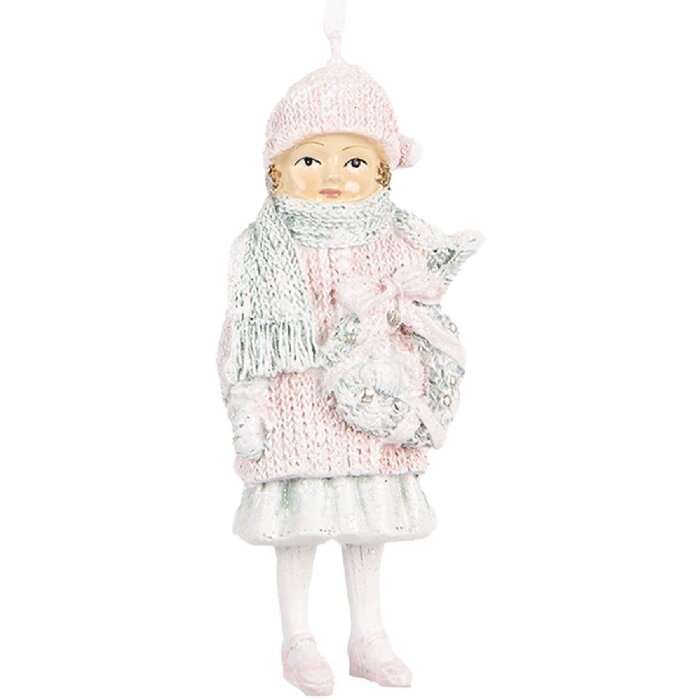 Clayre & Eef Dětský závěsný dekor Růžový 5x4x11 cm