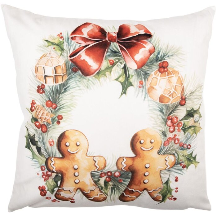 Clayre & Eef KT021.437 Potah na polštář 45x45 cm bílo-hnědý