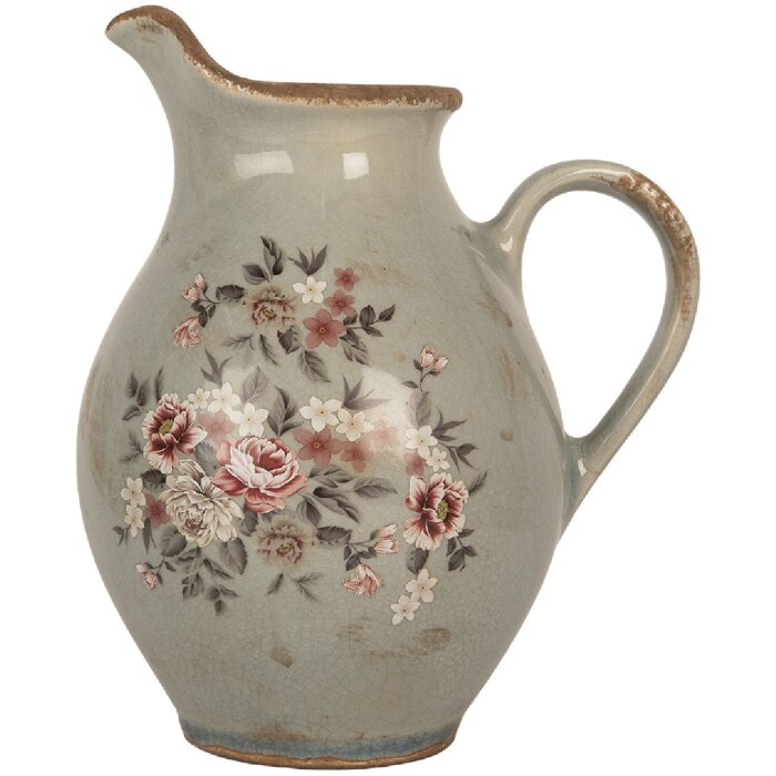 Clayre & Eef Dekorační džbán 21x16x24 cm šedý