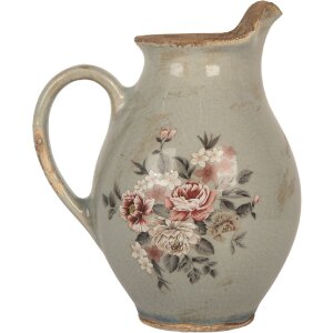 Clayre & Eef Dekorační džbán 16x12x19 cm šedý