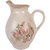 Clayre & Eef Dekorační džbán 21x16x24 cm béžovo-růžový