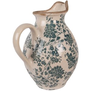 Clayre & Eef Dekorační džbán 21x16x24 cm béžovo-zelený