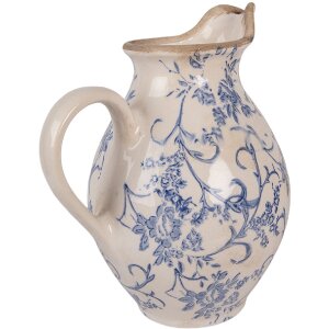 Clayre & Eef Dekorační džbán 21x16x24 cm béžovo-modrá