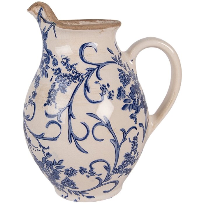 Clayre & Eef 6CE2238S Dekorační konvice 16x12x19 cm béžovo-modrá