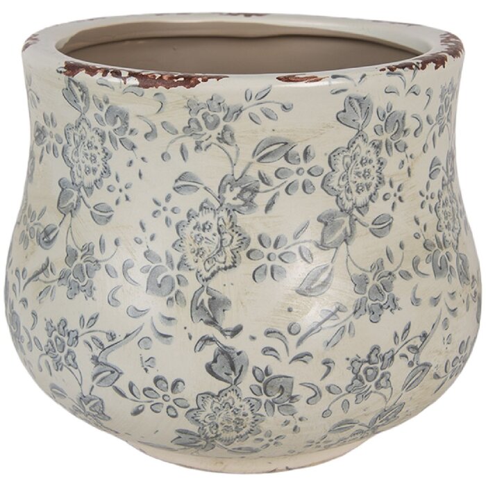 Clayre & Eef Květináč 6CE2240M Ø 18x15 cm zelená šedá