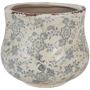 Clayre & Eef Květináč 6CE2240M Ø 18x15 cm zelená šedá