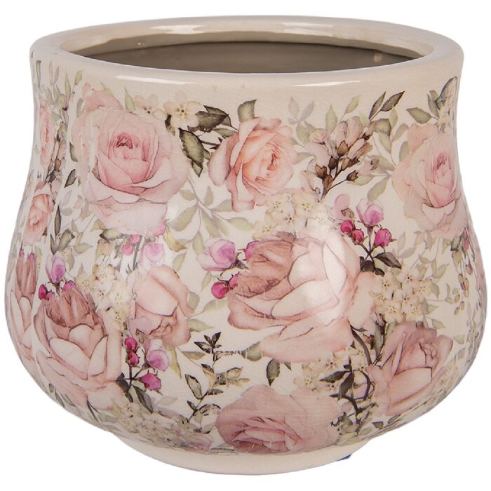 Clayre & Eef Květináč Ø 21x17 cm Béžová růžová