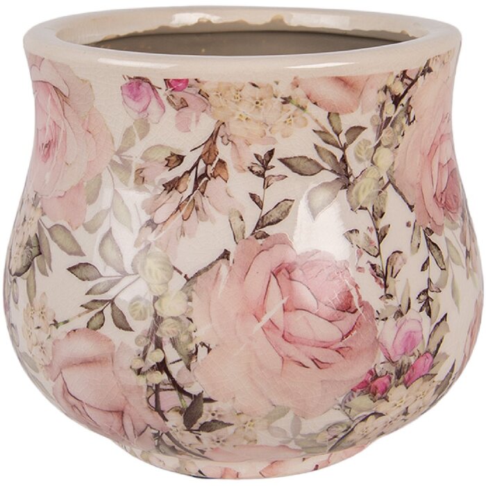 Clayre & Eef Květináč Ø 15x13 cm Béžová růžová