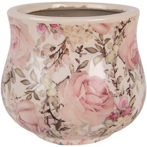 Clayre & Eef Květináč Ø 15x13 cm Béžová růžová