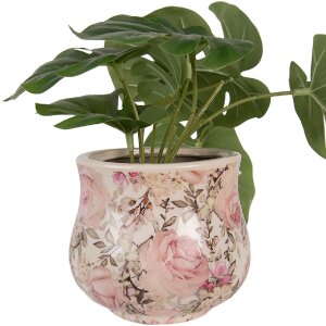 Clayre & Eef Květináč Ø 15x13 cm Béžová růžová
