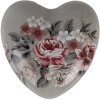 Clayre & Eef Dekorativní srdce 8x8x4 cm šedá/růžová