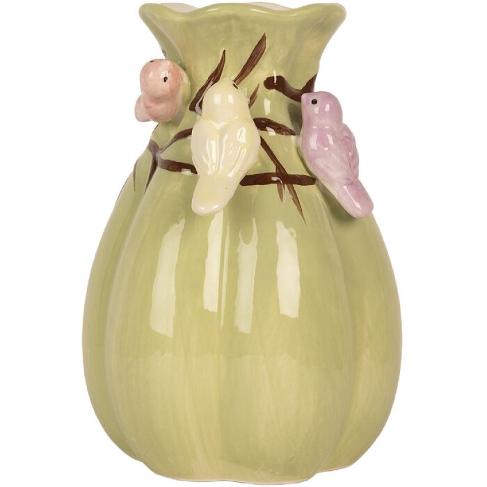 Clayre & Eef Váza Ø 14x21 cm zelená a růžová