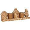 Clayre & Eef 6CE2327 Svícen Domky Keramika 21x4x8 cm Hnědobílý