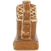 Clayre & Eef 6CE2327 Svícen Domky Keramika 21x4x8 cm Hnědobílý