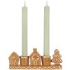 Clayre & Eef 6CE2327 Svícen Domky Keramika 21x4x8 cm Hnědobílý