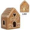 Clayre & Eef Dekorativní domeček s LED 8x6x10 cm hnědo-bílý