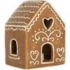 Clayre & Eef Dekorativní domeček s LED 8x6x10 cm hnědo-bílý