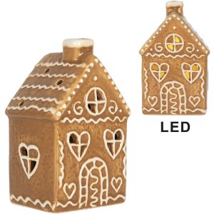 Clayre & Eef Dekorativní domeček s LED 7x6x12 cm