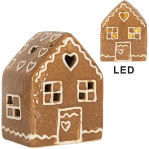 Clayre & Eef Dekorativní domeček s LED osvětlením 8x6x10 cm
