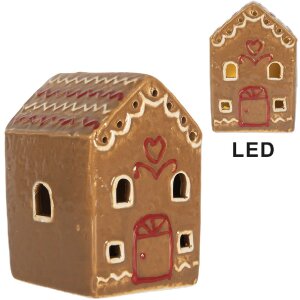 Clayre & Eef 6CE2340 Dekorace Domeček s LED 7x6x9 cm