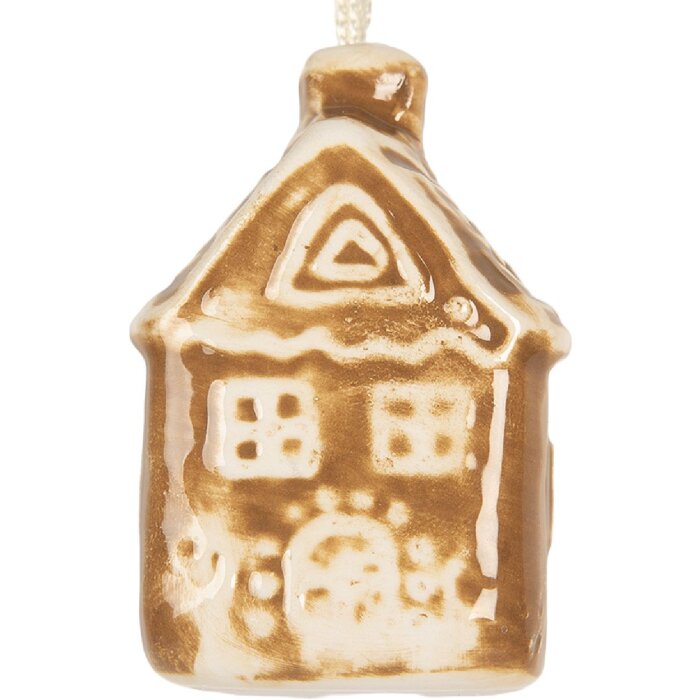 Clayre & Eef Dekorace závěsný domeček 4x4x7 cm