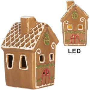 Clayre & Eef Dekorativní domeček s LED osvětlením 8x8x12 cm