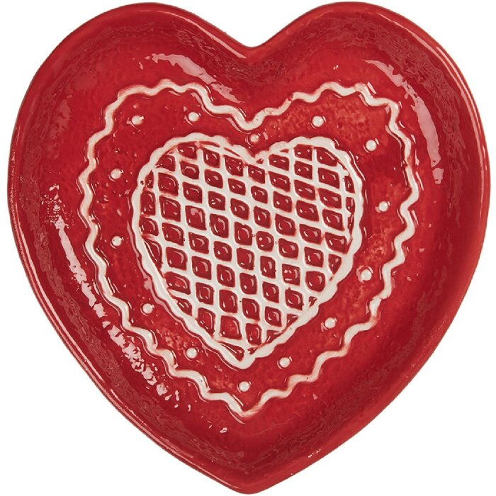 Clayre & Eef Malý talíř 17x17x3 cm červeno-bílý